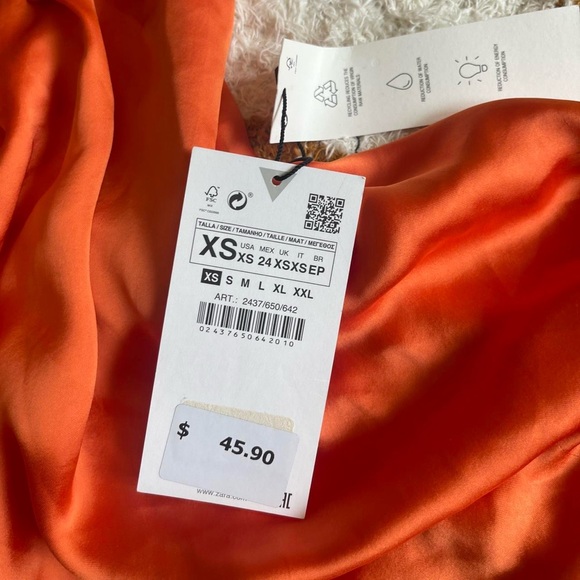 Zara Satin Effect Dress in Gorgeous Orange - Picture 8 of 8